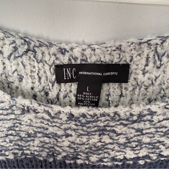 INC Women’s Crew Neck Fringe Details Knit Striped Sweater size L - Picture 3 of 3